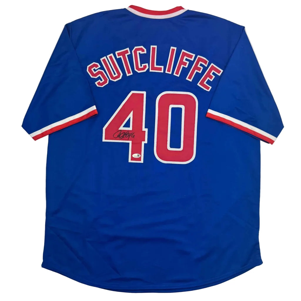 Autographed Rick Sutcliffe Chicago Blue Baseball Jersey Beckett BAS COA | Hall of Fame Sports Memorabilia | vintageantiquesgifts.com