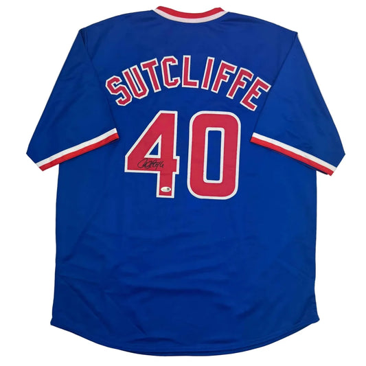 Autographed Rick Sutcliffe Chicago Blue Baseball Jersey Beckett BAS COA | Hall of Fame Sports Memorabilia | vintageantiquesgifts.com