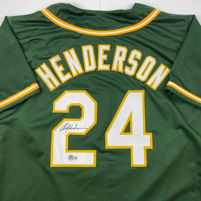 Green and gold custom jersey with Henderson 24 for professional sports league collectible