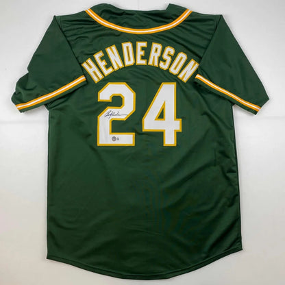 Green custom jersey with Henderson 24 for professional sports league collectible autographed