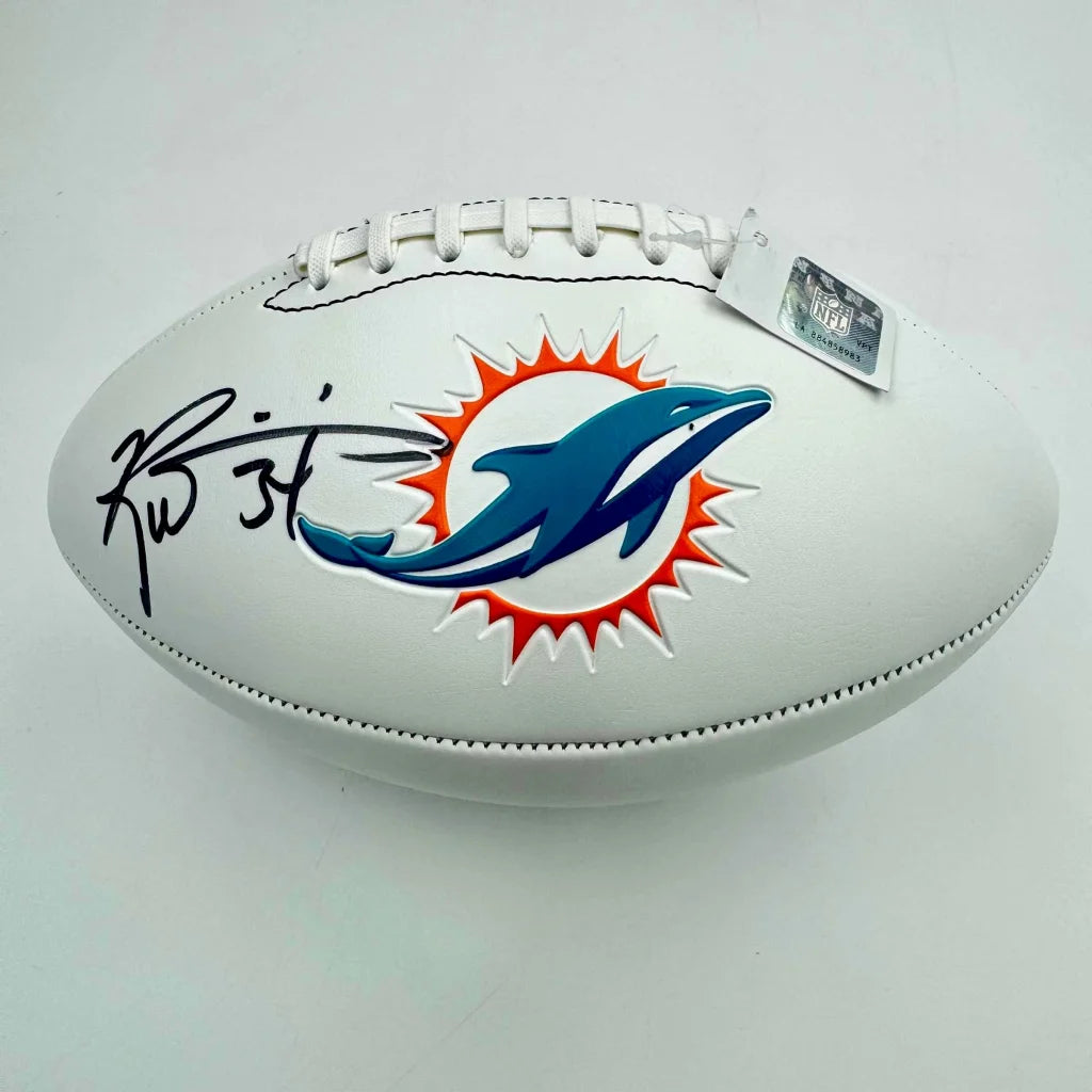 Autographed Ricky Williams white Miami Dolphins football with logo
