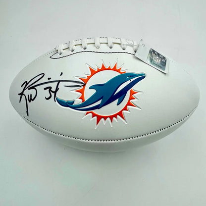 Autographed Ricky Williams white Miami Dolphins football with logo
