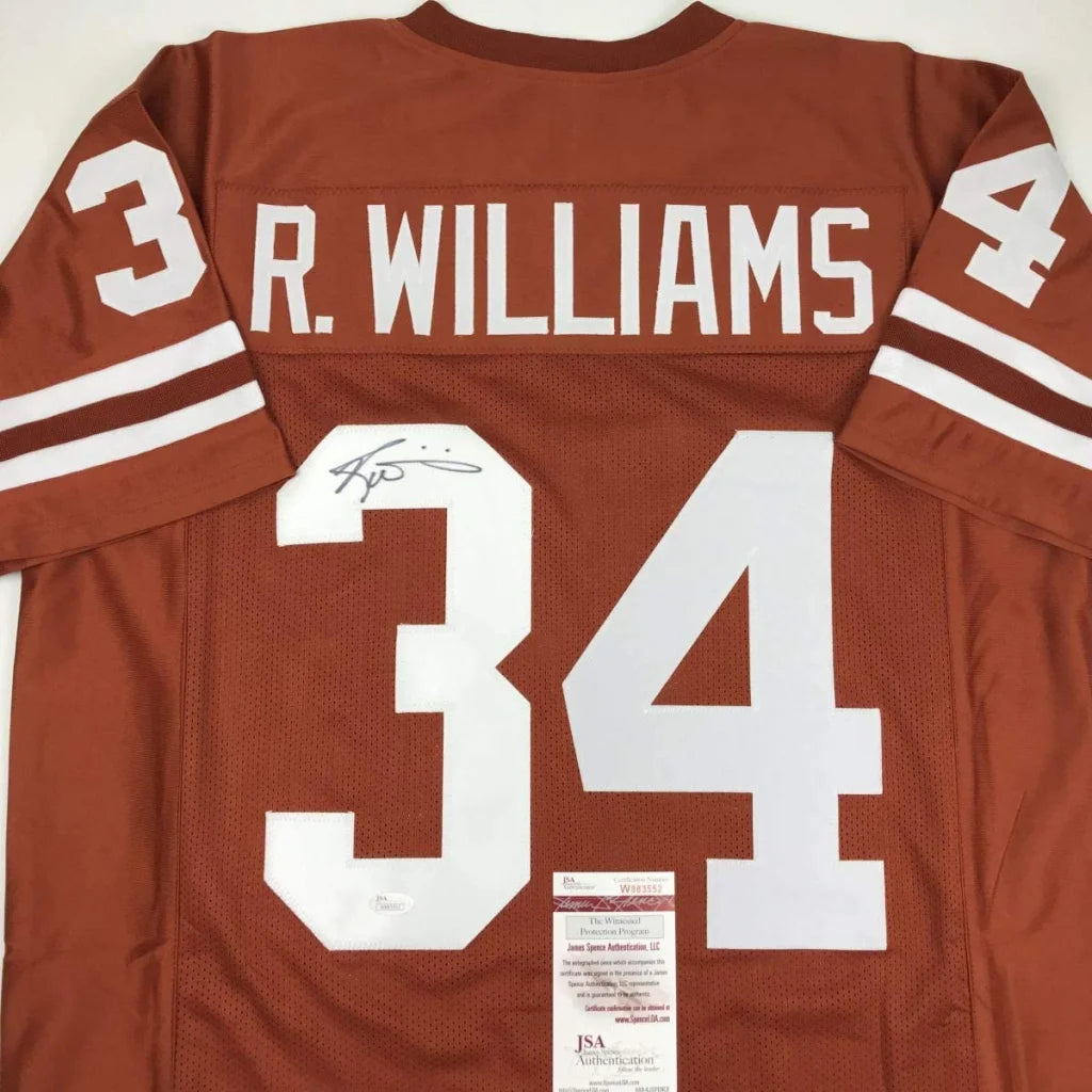 Autographed Ricky Williams Texas Orange College Football Jersey JSA COA | Certified Authentic Signed Memorabilia | vintageantiquesgifts.com