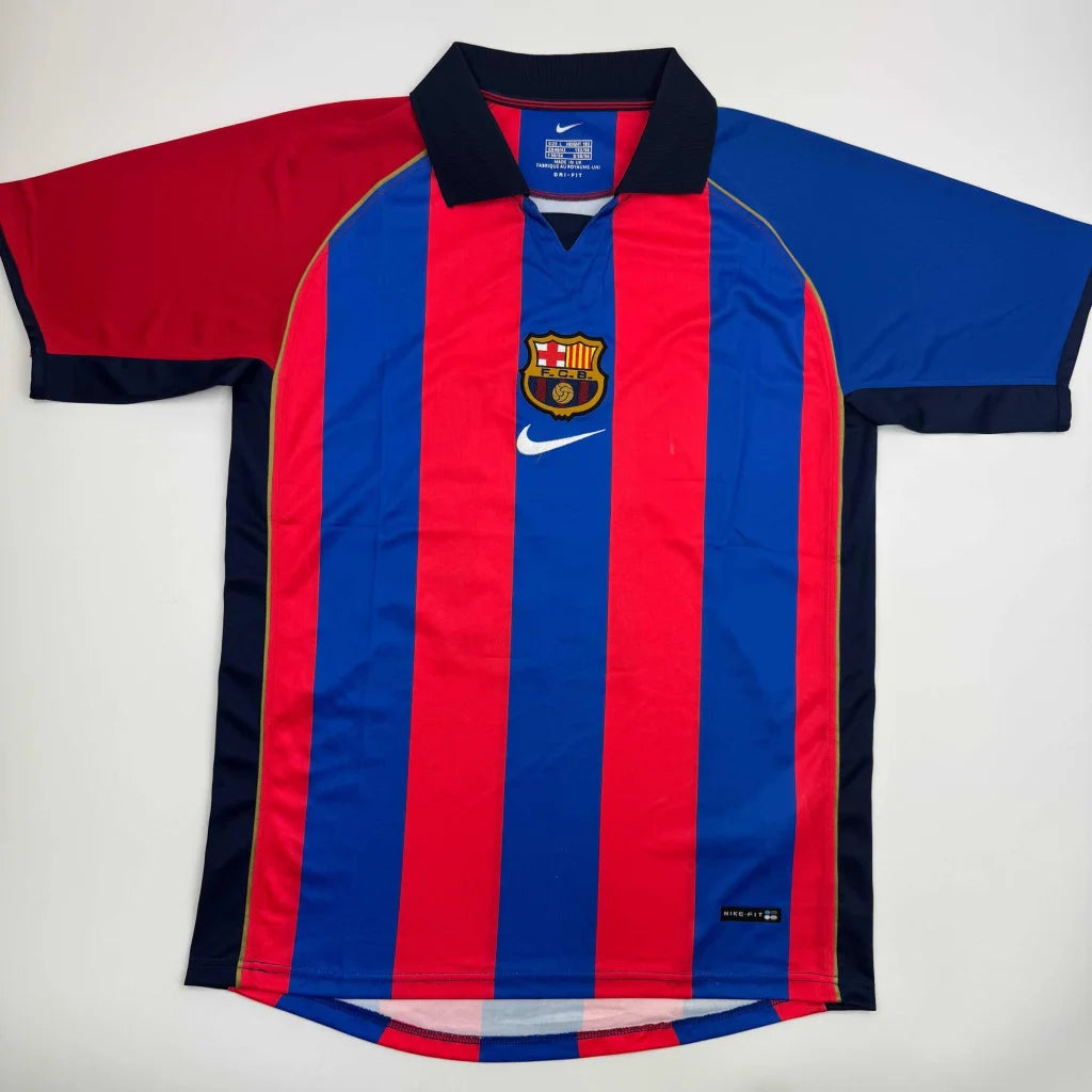 Autographed Rivaldo red blue striped Nike FC Barcelona jersey Beckett COA