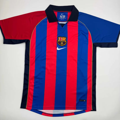 Autographed Rivaldo red blue striped Nike FC Barcelona jersey Beckett COA