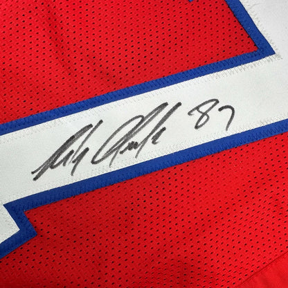 Autographed Rob Gronkowski red custom jersey, number 87, New England Patriots