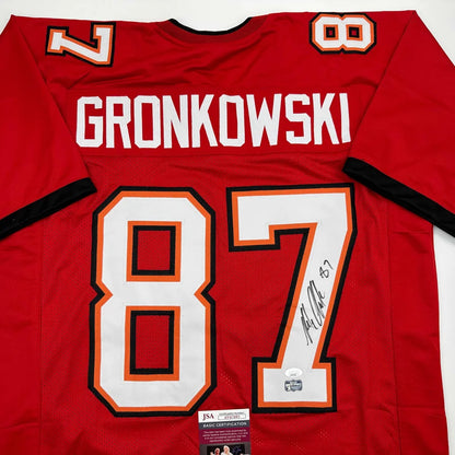 Autographed Rob Gronk Gronkowski Tampa Bay Red Football Jersey JSA COA | Certified Authentic Signed Memorabilia | vintageantiquesgifts.com
