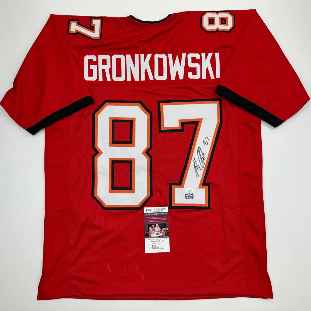 Autographed Rob Gronk Gronkowski Tampa Bay Red Football Jersey JSA COA | Hall of Fame Sports Memorabilia | vintageantiquesgifts.com
