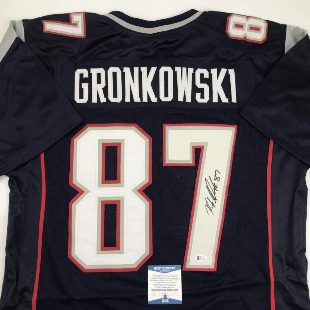 Autographed Rob Gronkowski New England Patriots #87 custom jersey with Beckett BAS COA