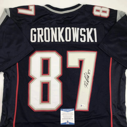 Autographed Rob Gronkowski New England Patriots #87 custom jersey with Beckett BAS COA