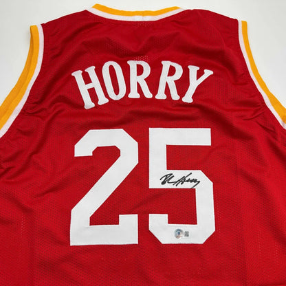 Autographed Robert Horry Houston Red Basketball Jersey Beckett BAS COA | Certified Authentic Signed Memorabilia | vintageantiquesgifts.com