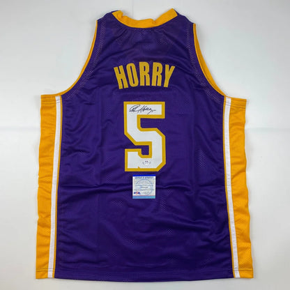 Autographed Robert Horry custom jersey in purple with gold mesh