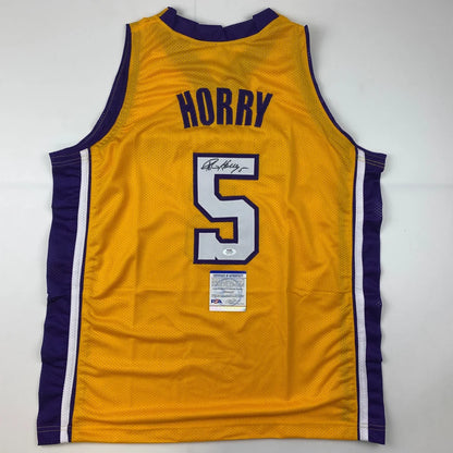 Autographed Robert Horry yellow Lakers custom jersey with number 5