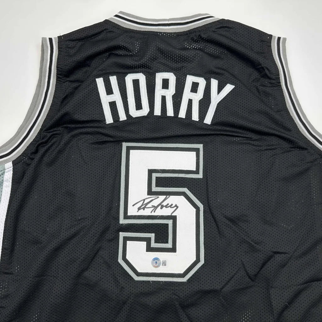 Autographed/Signed Robert Horry San Antonio Black Basketball Jersey Beckett BAS COA