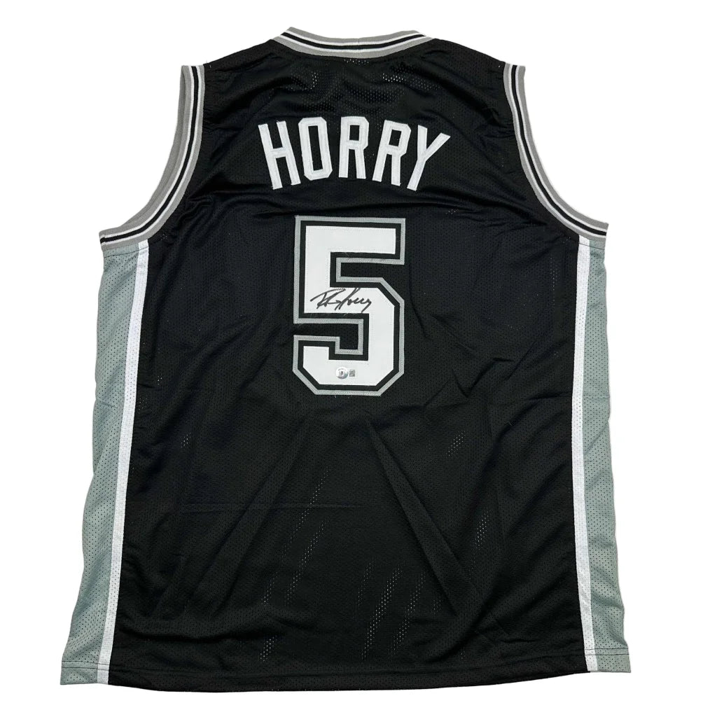 Autographed/Signed Robert Horry San Antonio Black Basketball Jersey Beckett BAS COA