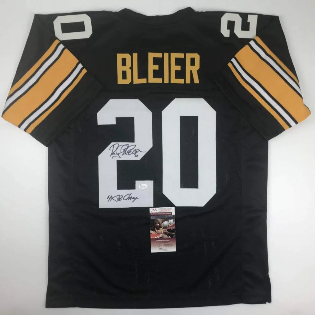 Black and gold Rocky Bleier memorabilia custom jersey number 20 Pittsburgh Steelers
