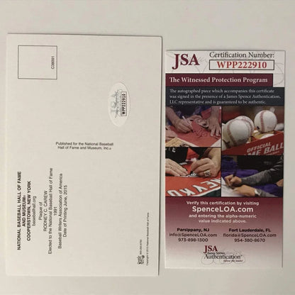Authentic Rodney Carew Signed Hall of Fame Card with third party authentication and JSA certificate