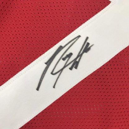 Autographed Rodney Hampton Georgia red custom jersey with white stripe and black signature, PSA/DNA COA