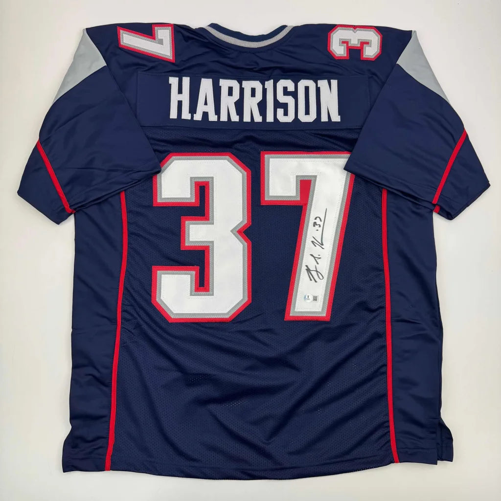 Autographed New England Patriots #37 Harrison custom jersey from professional sports league