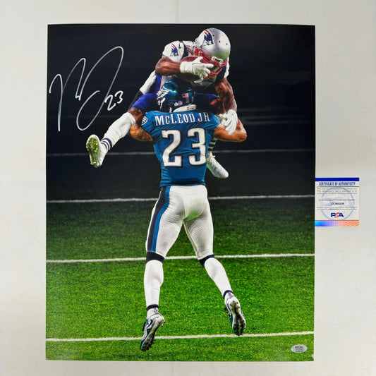 Autographed NFL photo of Patriots vs Eagles with third party authentication and PSA/DNA cert