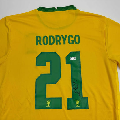 Autographed Rodrygo Silva de Goes Brazil Yellow Soccer World Cup Jersey Beckett BAS COA | Certified Authentic Signed Memorabilia | vintageantiquesgifts.com