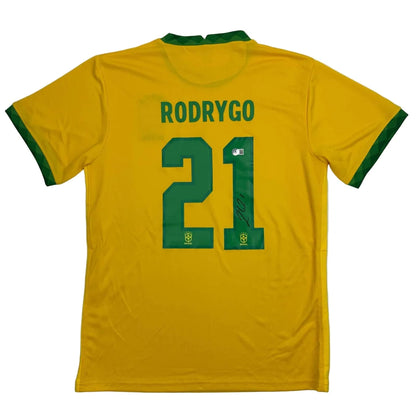 Autographed Rodrygo Silva de Goes Brazil Yellow Soccer World Cup Jersey Beckett BAS COA | Hall of Fame Sports Memorabilia | vintageantiquesgifts.com