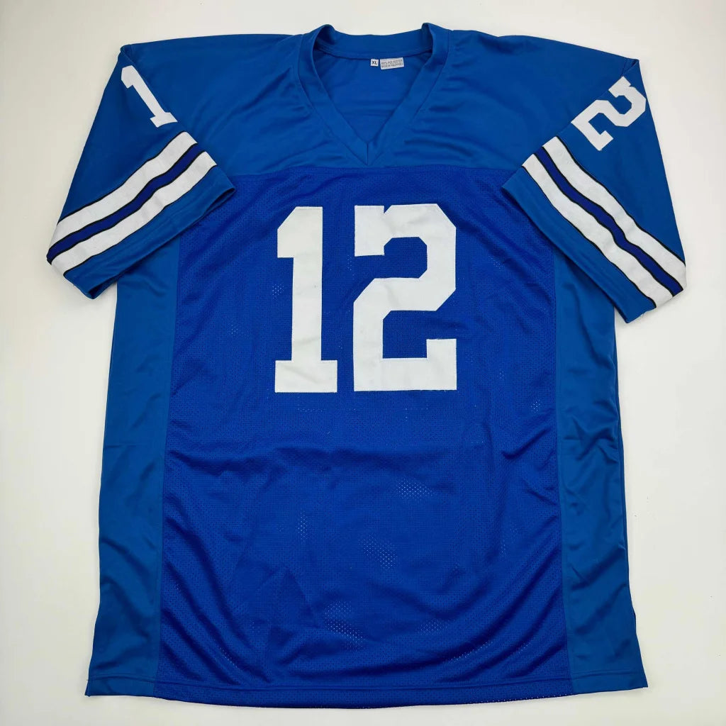 Autographed Roger Staubach Dallas Cowboys blue custom jersey number 12