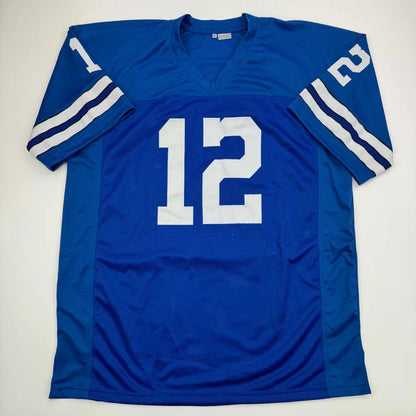 Autographed Roger Staubach Dallas Cowboys blue custom jersey number 12