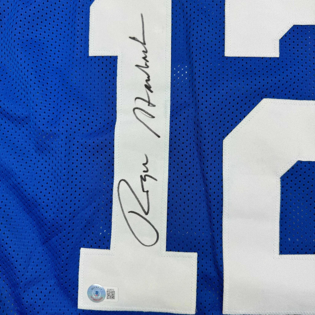 Autographed Roger Staubach Dallas Cowboys blue custom jersey number 10
