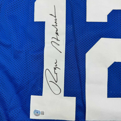 Autographed Roger Staubach Dallas Cowboys blue custom jersey number 10