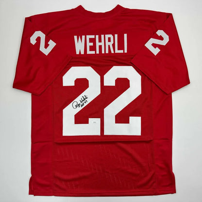 Autographed Roger Wehrli HOF custom red jersey with number 22