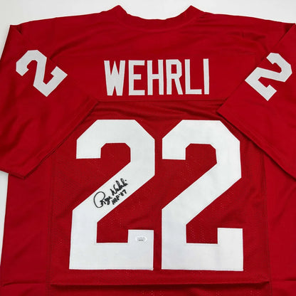 Autographed Roger Wehrli HOF custom jersey in Arizona red with number 22