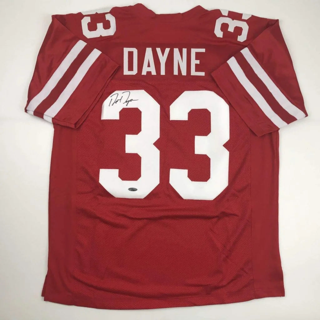 Autographed Ron Dayne Wisconsin red custom jersey with number 33