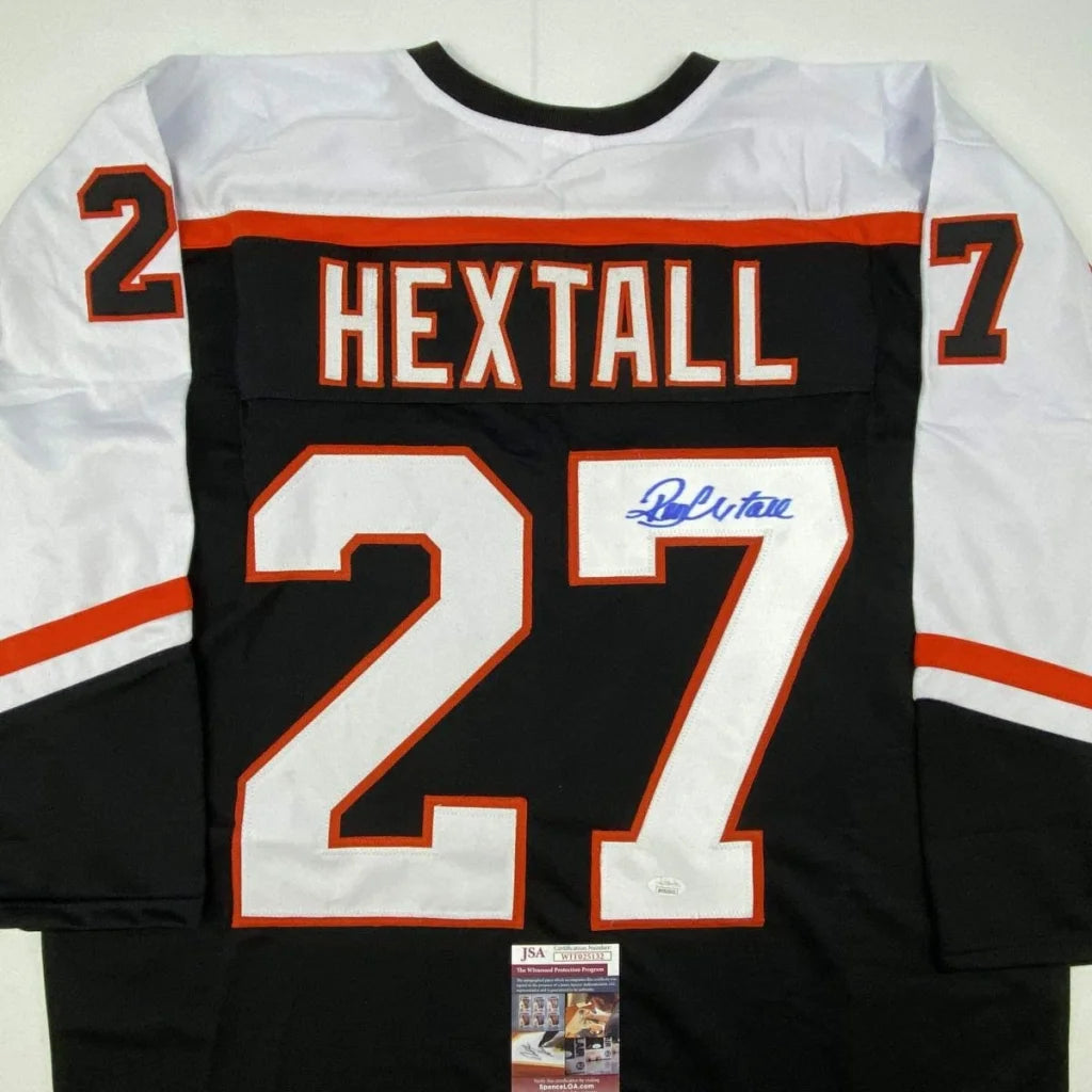 Autographed Ron Hextall Philadelphia Black Hockey Jersey JSA COA | Certified Authentic Signed Memorabilia | vintageantiquesgifts.com