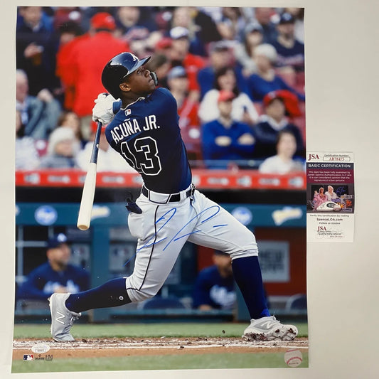 Autographed Ronald Acuna Jr. Atlanta Braves 16x20 Baseball Photo JSA COA #1 | Hall of Fame Sports Memorabilia | vintageantiquesgifts.com