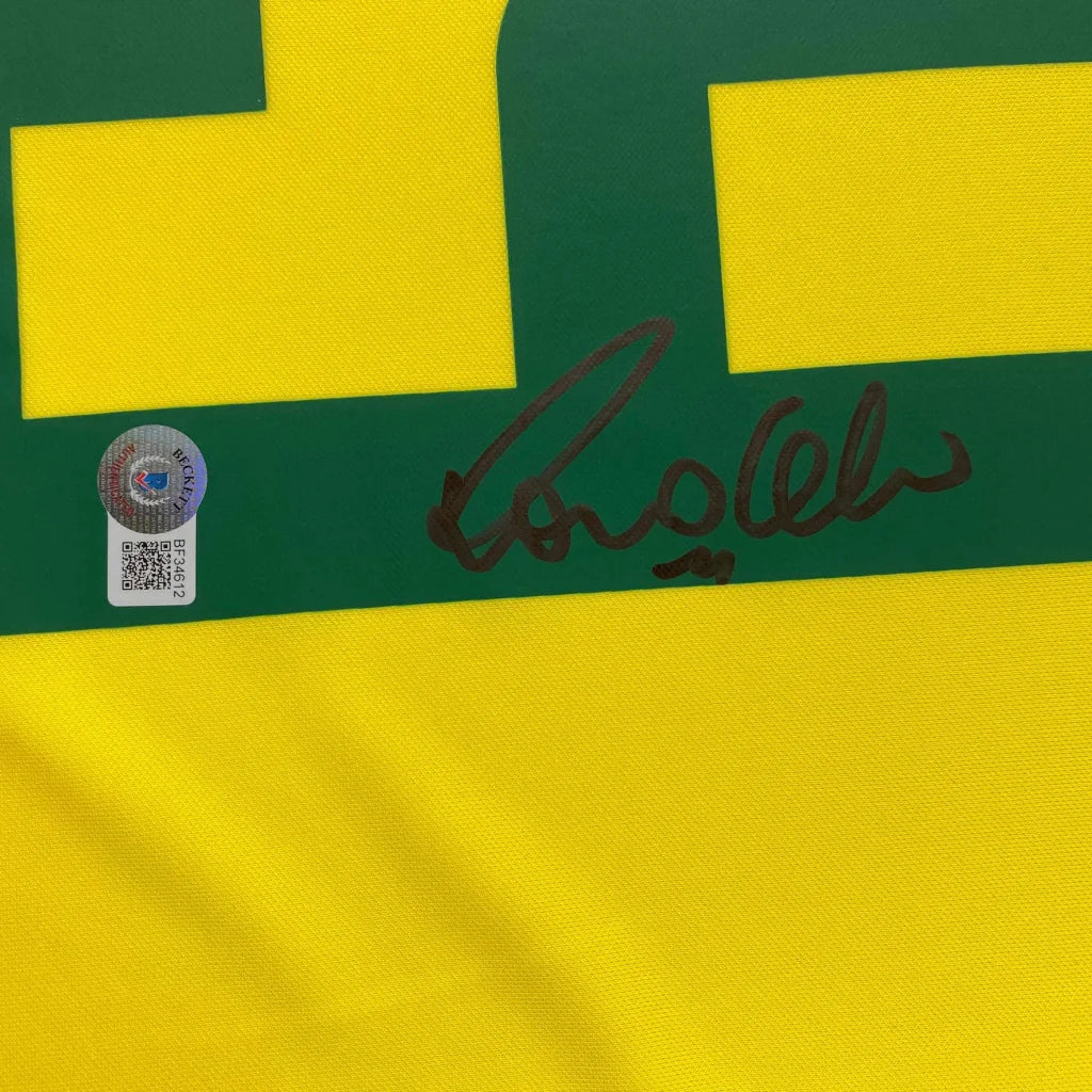 Autographed Ronaldo Nazario Brazil yellow custom jersey with number 1