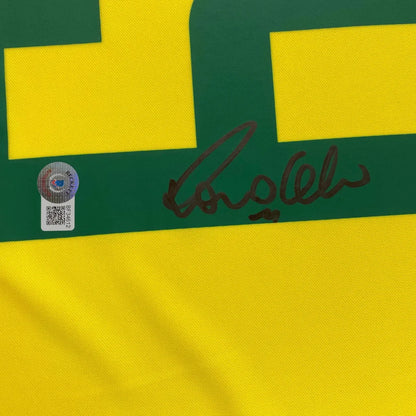 Autographed Ronaldo Nazario Brazil yellow custom jersey with number 1