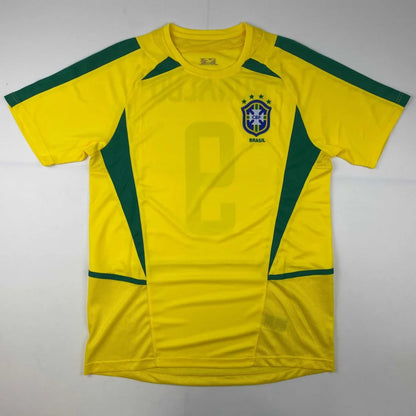 Yellow and green Brazil football jersey with faint number 9 for professional sports fans
