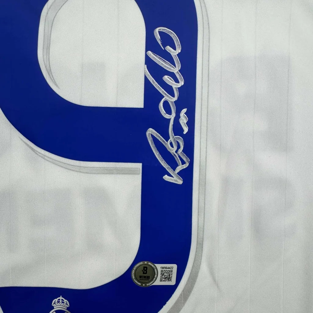 Autographed Ronaldo Nazario Real Madrid white custom soccer jersey with C罗 signature