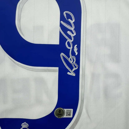 Autographed Ronaldo Nazario Real Madrid white custom soccer jersey with C罗 signature