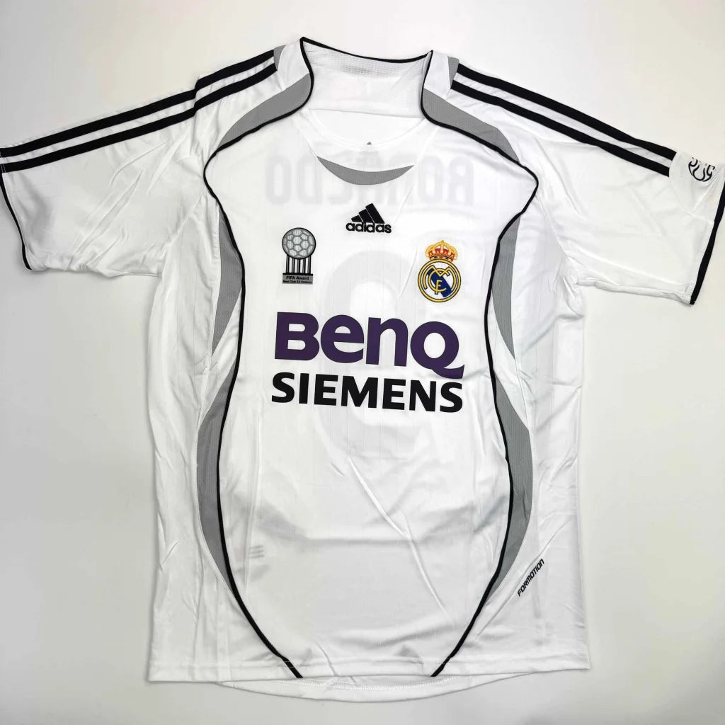 Autographed Ronaldo Nazario Real Madrid white custom jersey with BenQ Siemens logos