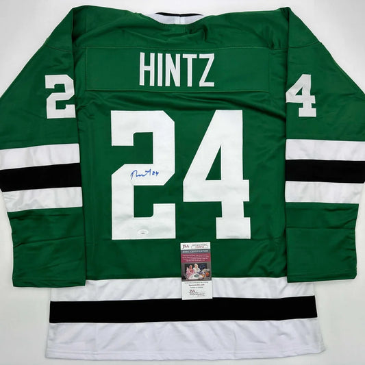 Green professional sports league custom jersey with autograph and authentication tag