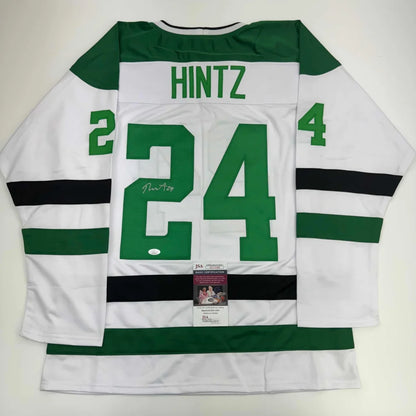 White and green Authentic HINTZ 24 custom jersey with autograph from Professional Sports League