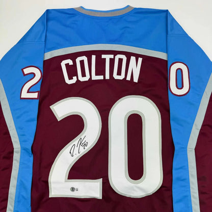 Autographed Ross Colton custom jersey in maroon and blue with Colton 20