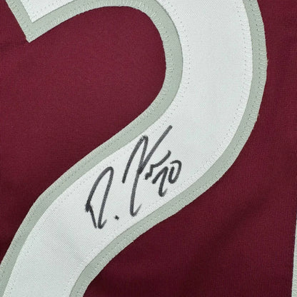 Autographed Ross Colton Colorado maroon custom jersey with D signature, Beckett COA