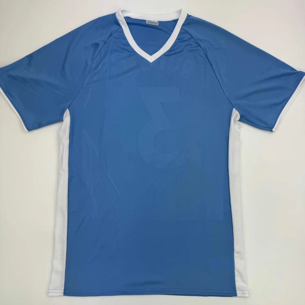 Blue and white short-sleeved V-neck custom jersey for professional sports league collectible