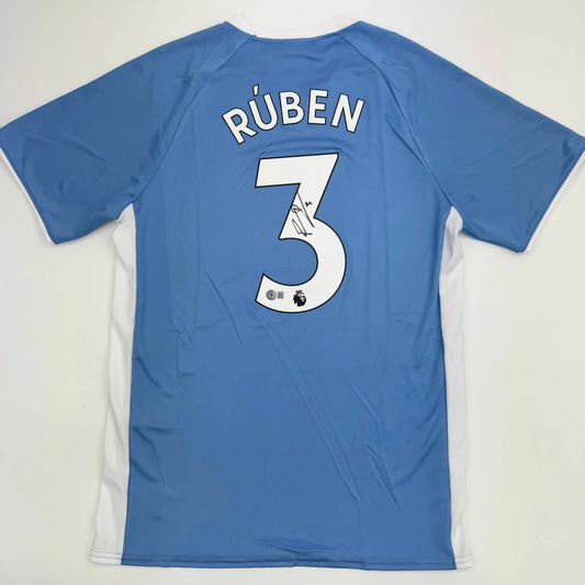 Autographed Ruben Dias Manchester City Blue Soccer Futbol Jersey Beckett BAS COA #2 | Hall of Fame Sports Memorabilia | vintageantiquesgifts.com