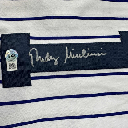 Navy blue and white striped custom Phrygian jersey with Rudy Giuliani autograph, Beckett COA