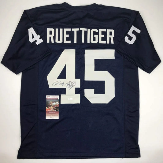 Autographed Rudy Ruettiger Notre Dame Blue College Football Jersey JSA COA | Hall of Fame Sports Memorabilia | vintageantiquesgifts.com
