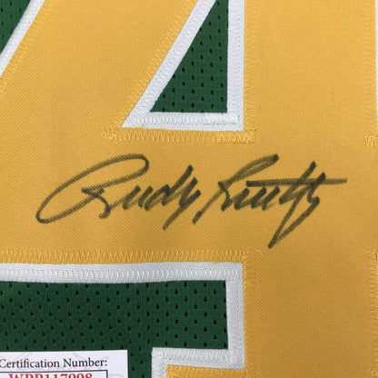 Autographed green and gold custom jersey from a professional sports league collectible